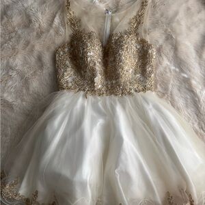 Elegant Gold and Cream Kids Dress